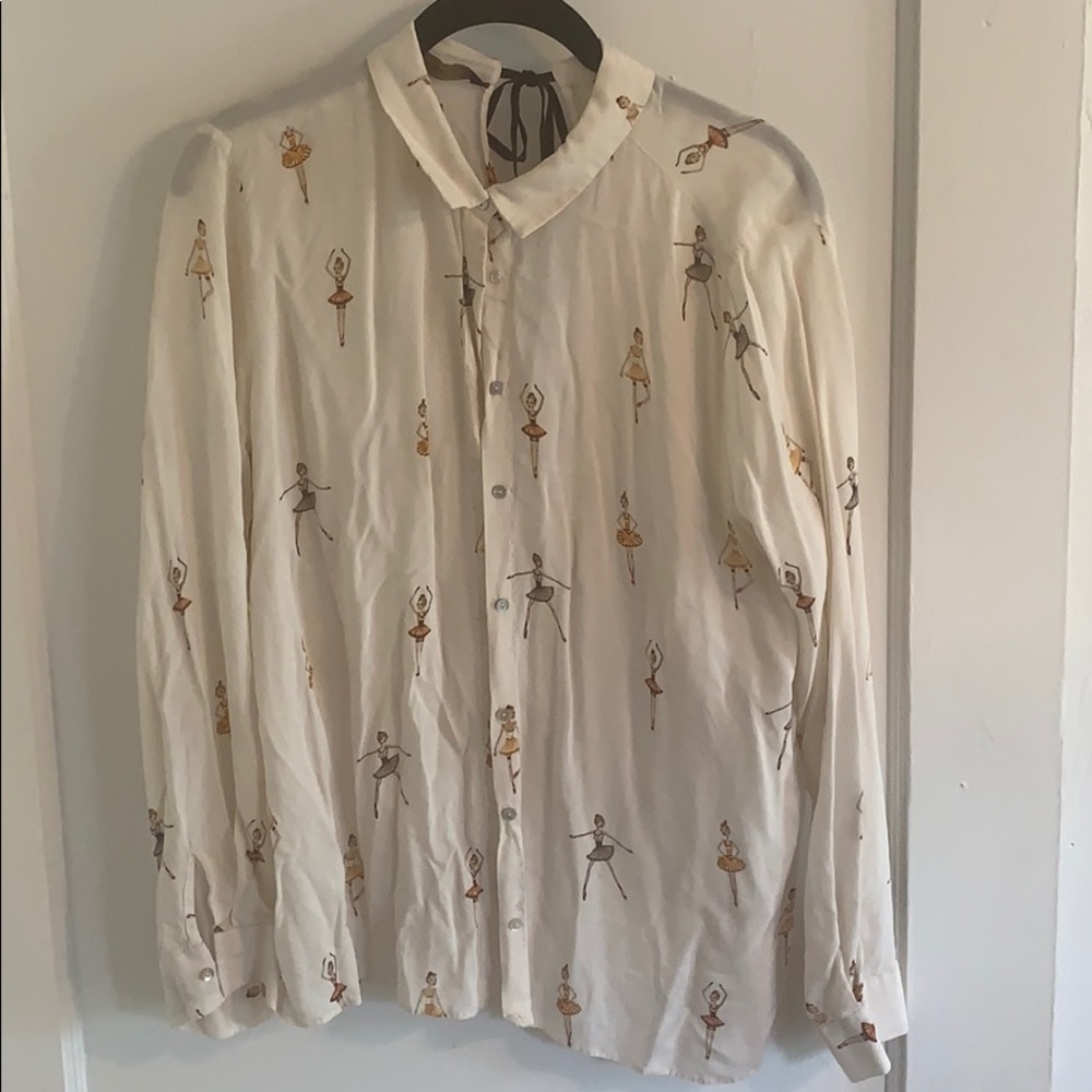 Zara Top w/ Ballerina Print Sz XL